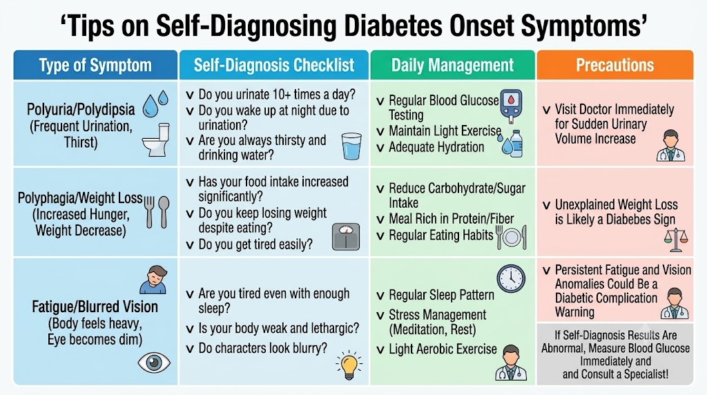 Diabetes onset symptoms self-diagnosis