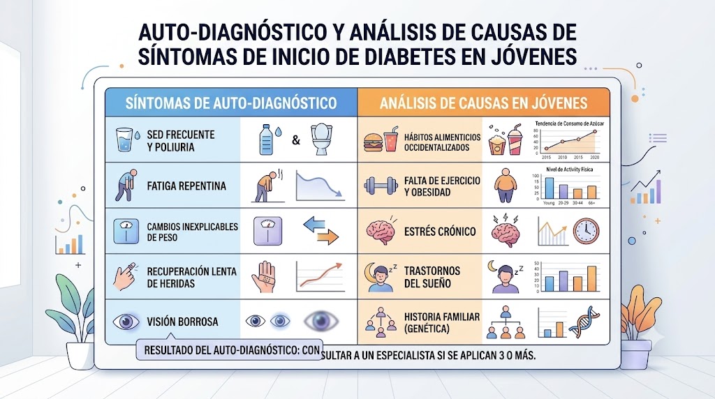Autodiagnóstico de síntomas de diabetes causas en jóvenes
