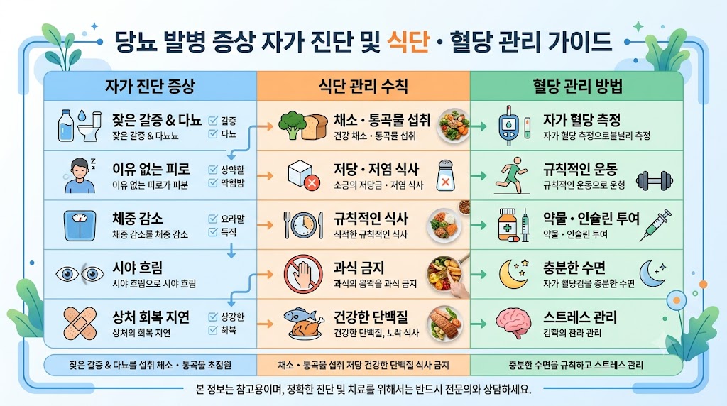 당뇨 발병 증상 자가 진단 식단 및 혈당 관리