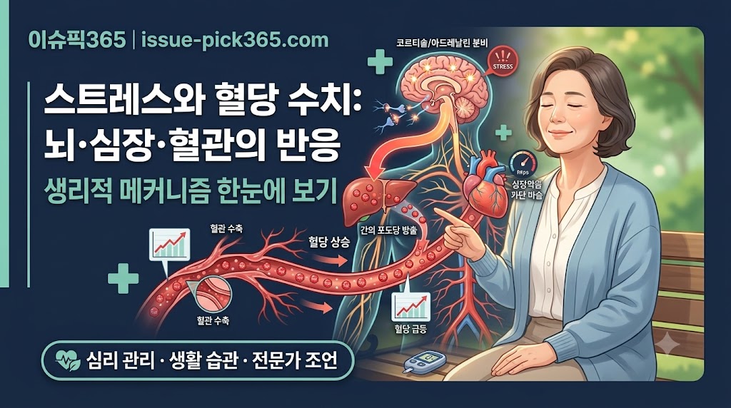 당뇨 스트레스가 혈당을 올리는 원리를 설명하는 이미지