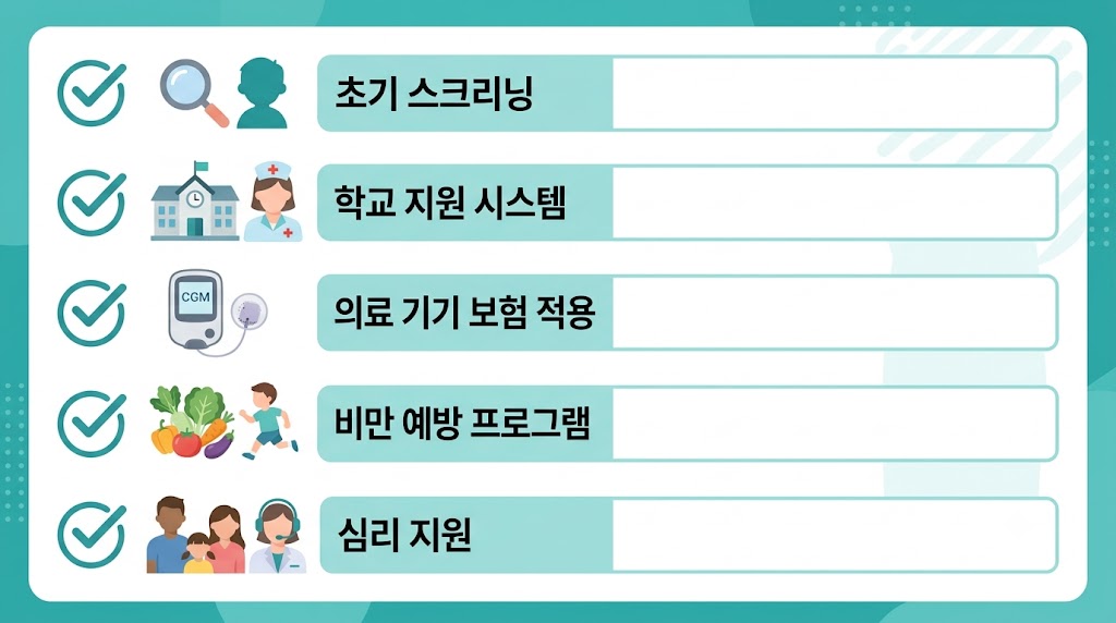 소아당뇨 관리 5가지 개선책 체크리스트