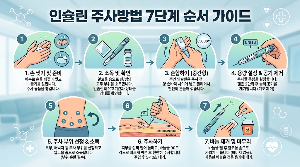 인슐린 주사방법 7단계 순서 가이드