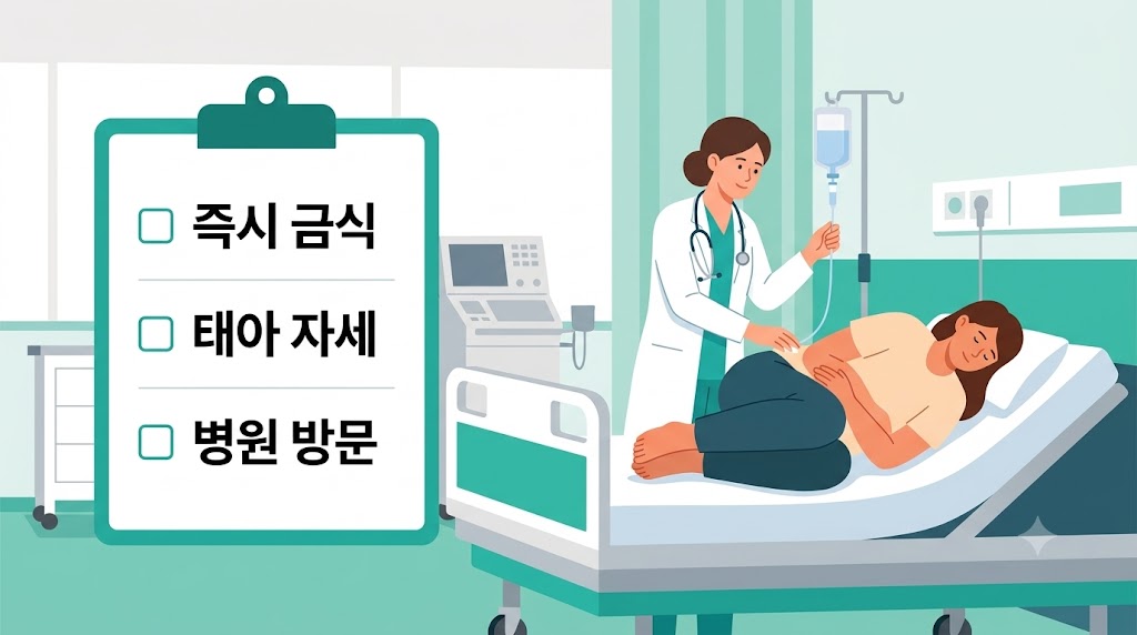 췌장염 증상 발생 시 즉각 대처하는 응급 처치 장면