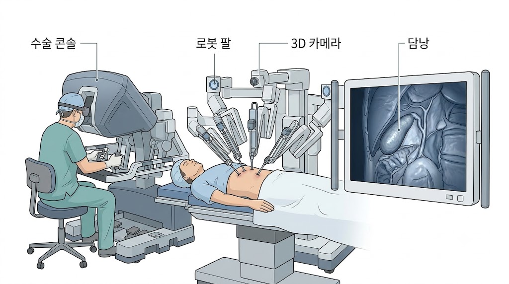 로봇 수술 담낭 제거 — 다빈치 시스템 구성도