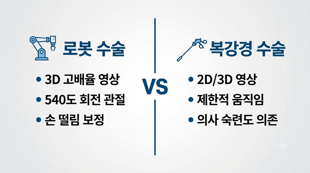 로봇 수술 담낭 제거 vs 일반 복강경 비교 인포그래픽