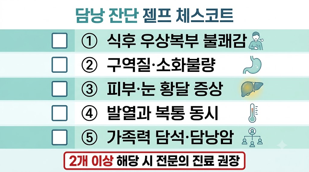 담낭 건강 자가진단 체크리스트 인포그래픽