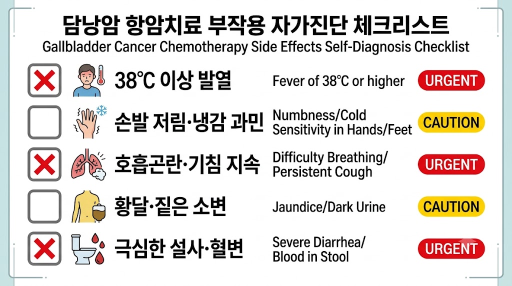 담낭암 항암치료 부작용 자가진단 체크리스트