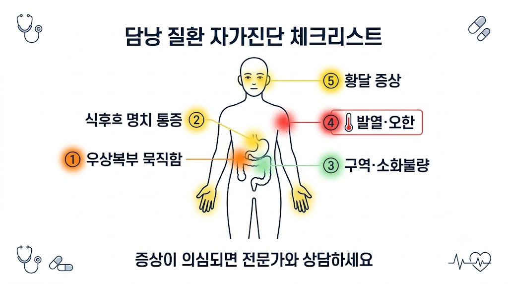 음주 담낭 질환 자가진단 체크리스트 — 5가지 경고 증상