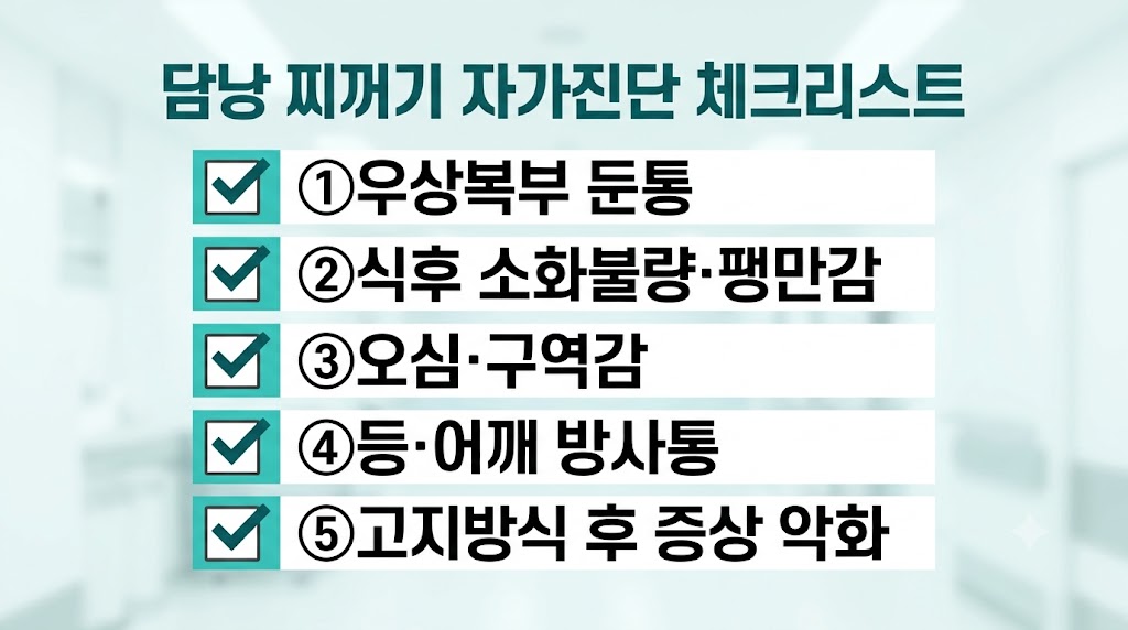 담낭 찌꺼기 자가진단 체크리스트 인포그래픽