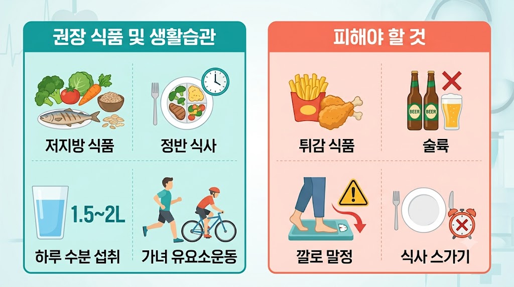담낭 찌꺼기 치료 및 식이요법 가이드 인포그래픽
