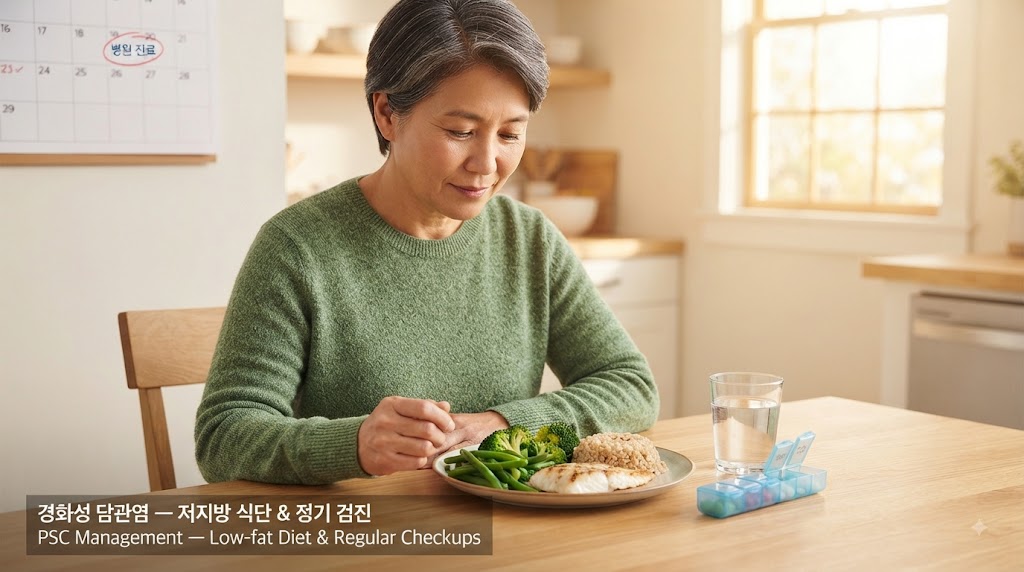경화성 담관염 생활 관리 — 저지방 식단과 정기 검진 수칙