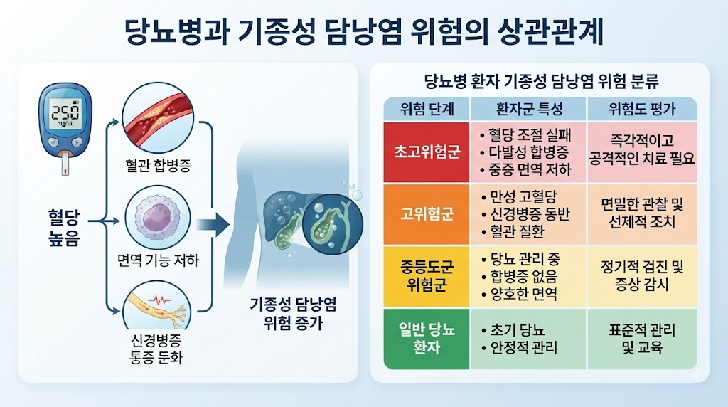 기종성 담낭염 당뇨 환자 위험 요인 고위험군 분류 인포그래픽