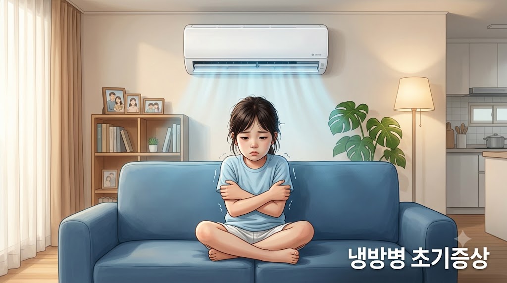 냉방병 초기증상 에어컨 앞 아이 자가진단 체크리스트