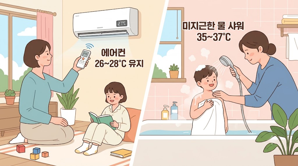냉방병 예방 에어컨 올바른 사용법 아이 찬물 샤워 주의사항