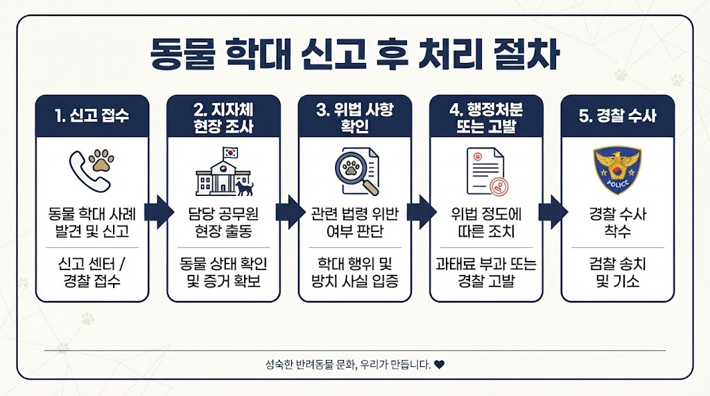 동물보호법 위반 신고 후 처리 과정 — 행정조사·과태료·형사입건 흐름