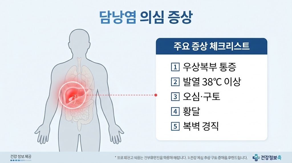 무결석담낭염 초기증상 — 우상복부 통증 위치와 자가진단 체크리스트