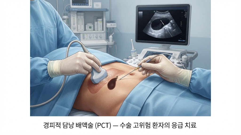  무결석담낭염 치료 — 경피적 담낭 배액술(PCT) 시술 과정