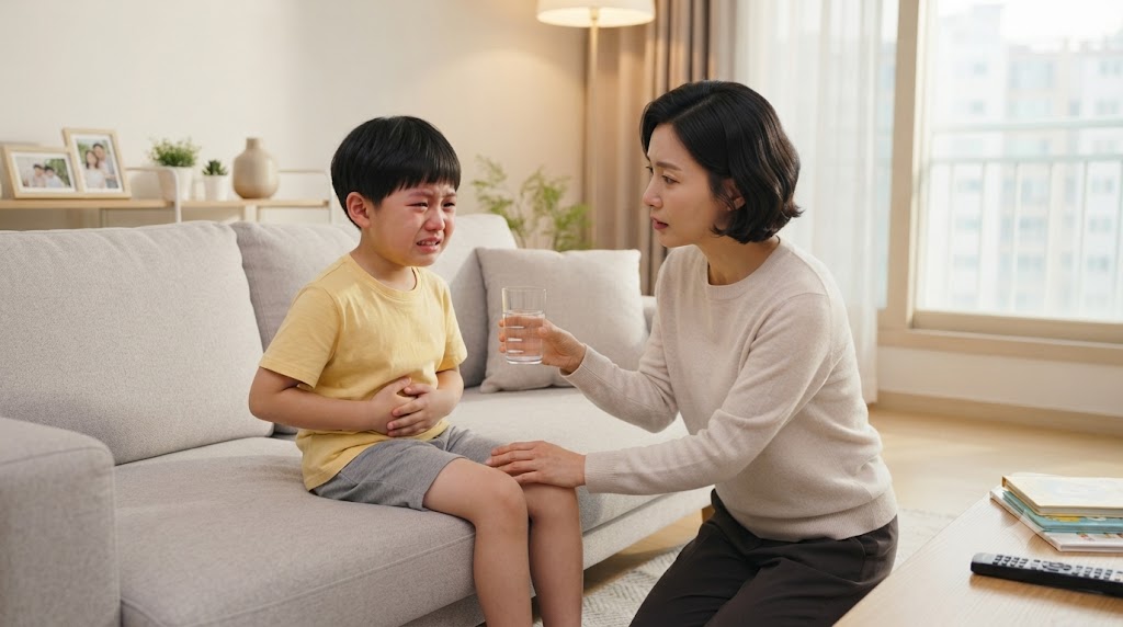 물놀이 후 고열과 복통을 호소하는 아이 장염 증상