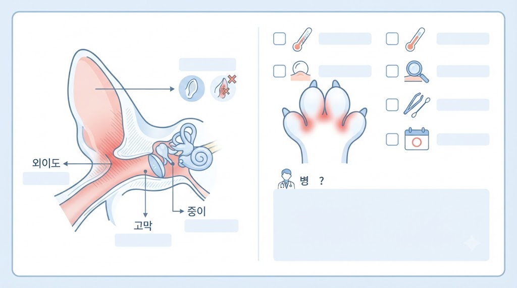 반려견 귀 감염 피부병 자가진단 체크리스트 항목 안내