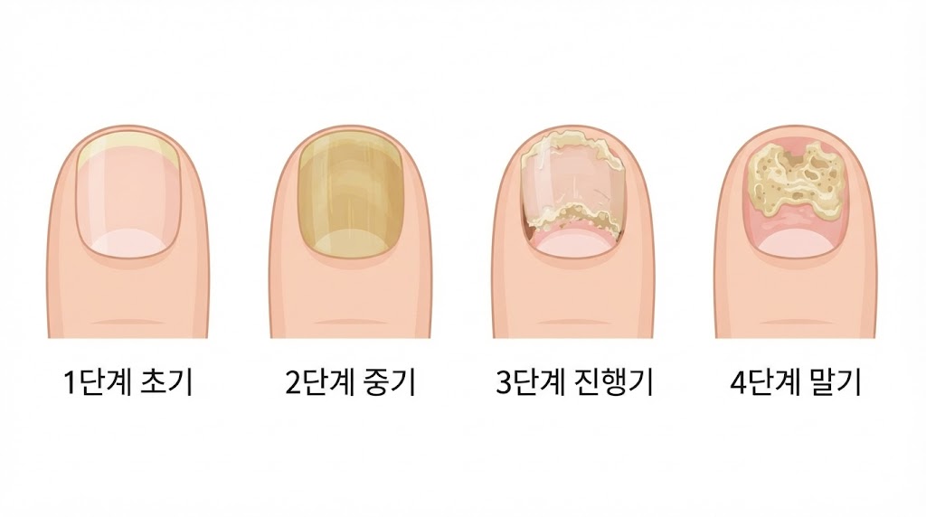 조갑진균증 초기증상부터 말기까지 발톱 변화 단계별 비교