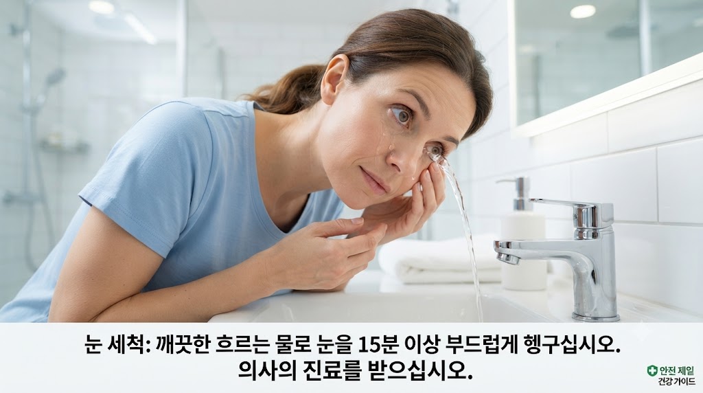 결막염 응급처치 — 수영 후 깨끗한 물로 눈 세척하기