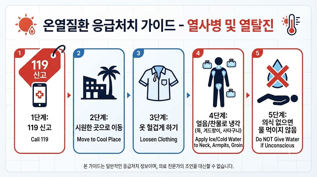 열사병 응급처치 5단계 – 골든타임 온열질환 대처법