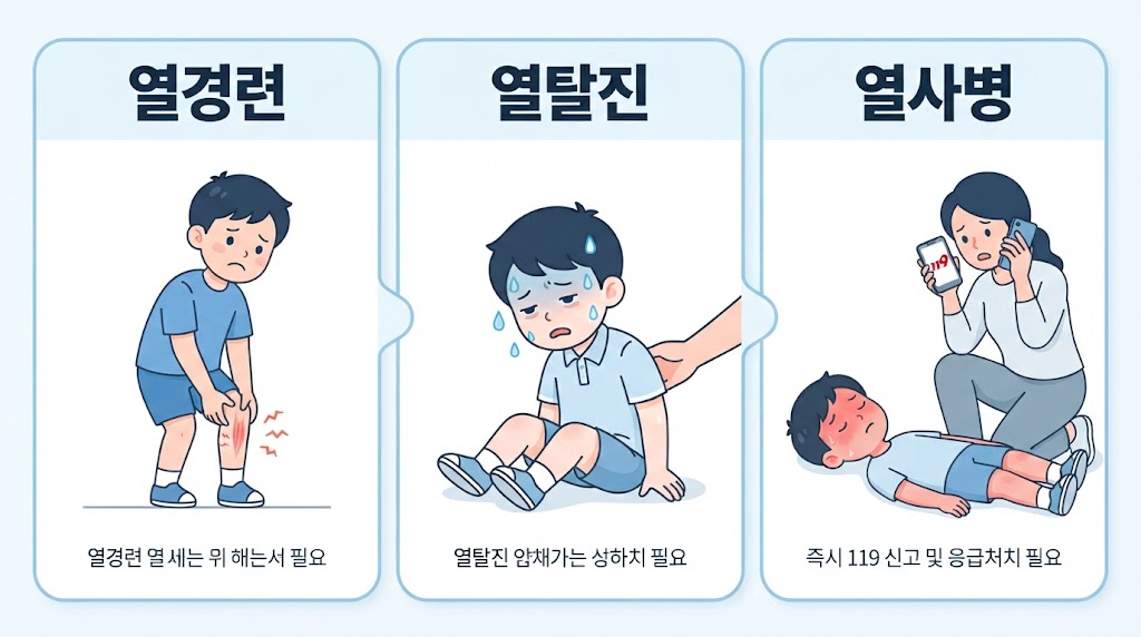 폭염 야외활동 후 온열질환 초기증상 자가진단, 어린이 열사병 열탈진 구별법