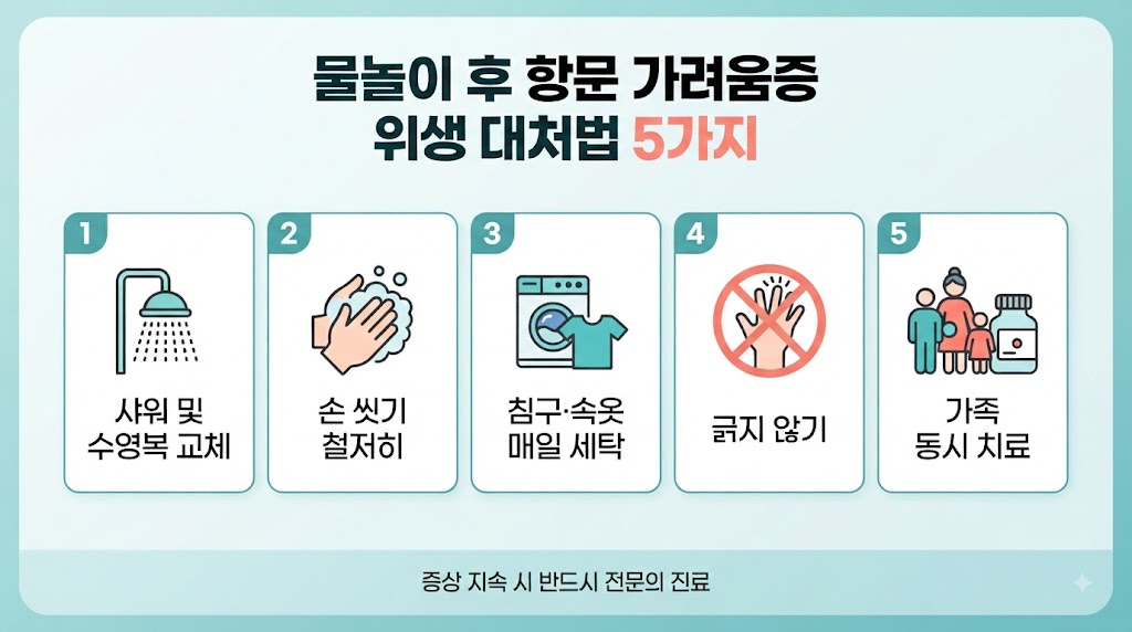항문 가려움증 위생 대처법 5가지 — 물놀이 후 집에서 할 수 있는 조치
