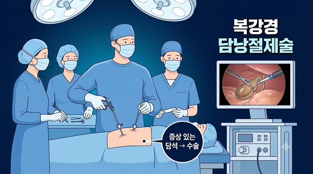 수술이 필요한 증상과 합병증 기준을 보여주는 의료 인포그래픽