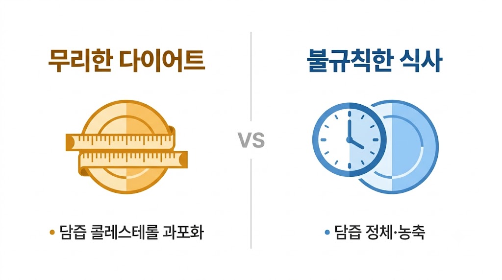 무리한 다이어트와 불규칙한 식사가 담낭에 미치는 영향