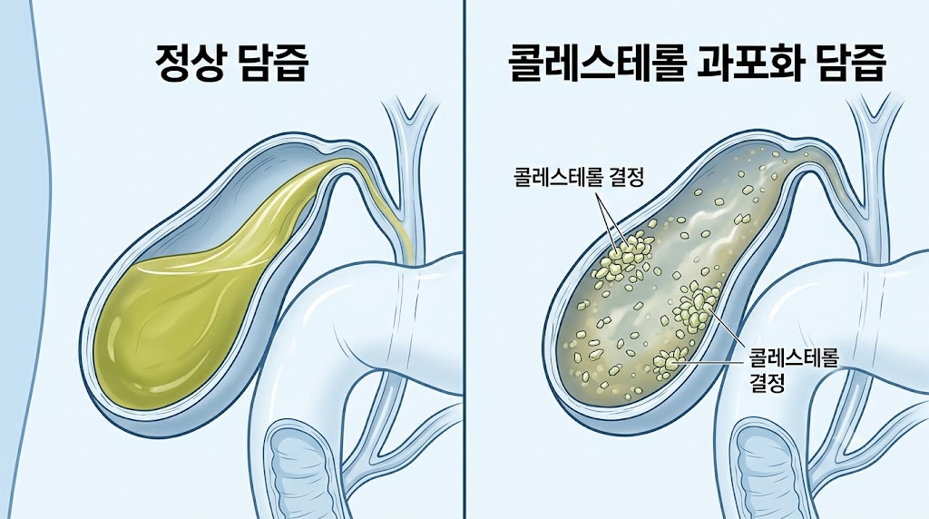 당뇨 담낭질환 원인 — 콜레스테롤 과포화와 담즙 정체 매커니즘