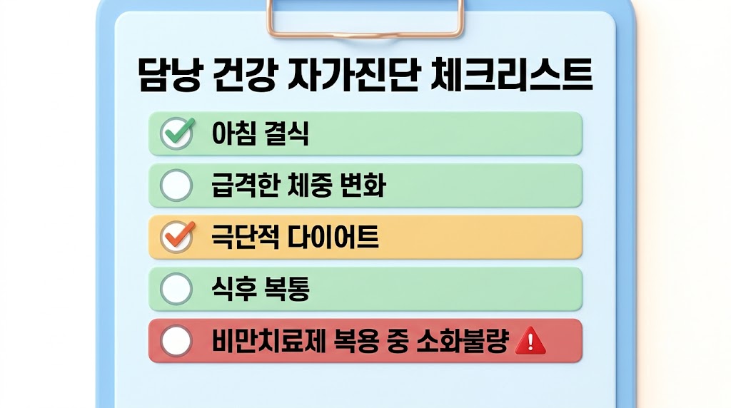 규칙적인 식사와 담낭 건강 자가진단 체크리스트 5가지 실천 항목