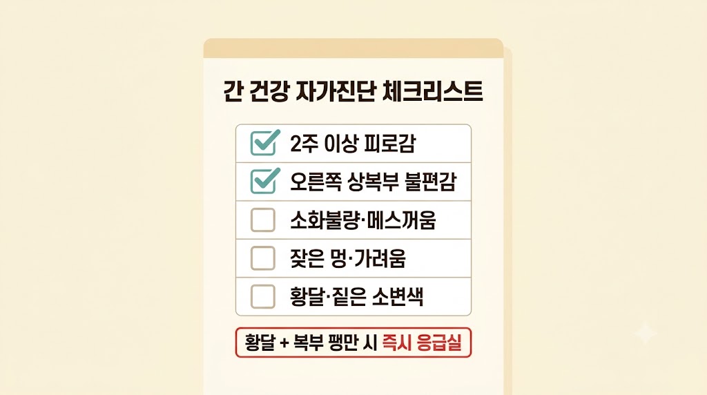 간 건강 자가진단 체크리스트 5가지 - 병원 방문 기준 안내